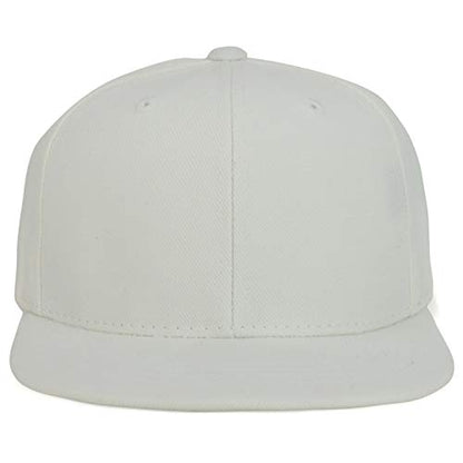 Armycrew Youth Kid's Solid Color Flat Bill Snapback Baseball Cap - color: White