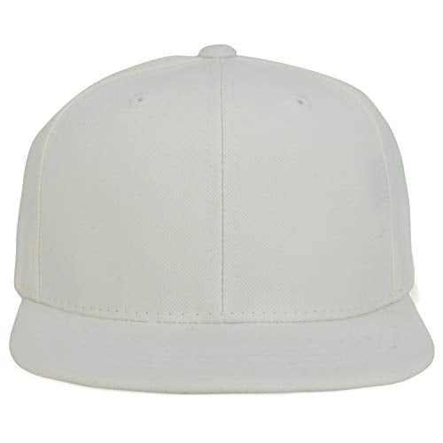 Armycrew Youth Kid's Solid Color Flat Bill Snapback Baseball Cap - color: White