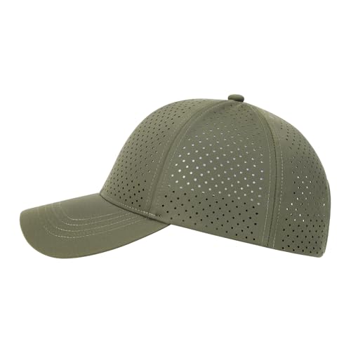 FEINION Men Laser Mesh Breathable Snapback Baseball Cap - color: Army Green