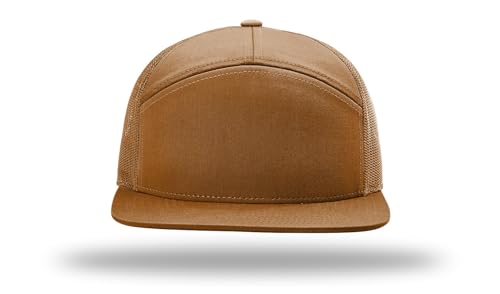 Richardson 168 168P Hat 7-Panel Trucker Cap Hi-Pro Snapback Cap Camo Hat Adjustable Baseball Hat Blank Hat Bulk Hats - color: Caramel