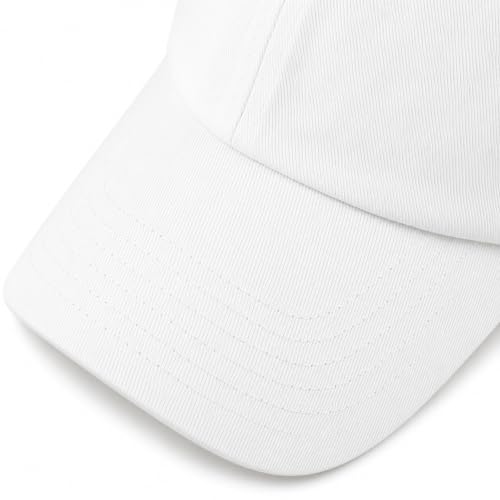 Cotton Baseball Cap Dad Hat – Washed Low Profile Adjustable Hat for Men Women Casual Outdoor Running Golf - color: White