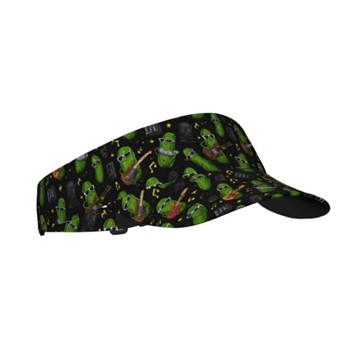 Sports Sun Visor Hat for Men Women, Adjustable Breathable Golf Tennis Cap - color: Funny Rock Pickles