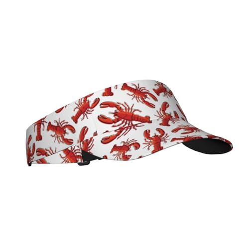 Sports Sun Visor Hats Adjustable Men Women Lightweight Packable Cooling Empty Top Visor Hat for Running, Tennis, Golf - color: Lobster