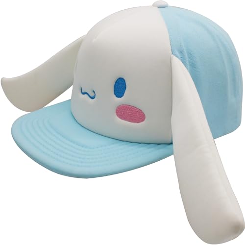 Hello Kitty Baseball Cap, Women's Snapback Hat with Flat Brim and 3D Ribbon and Ears - style: Cinnamoroll