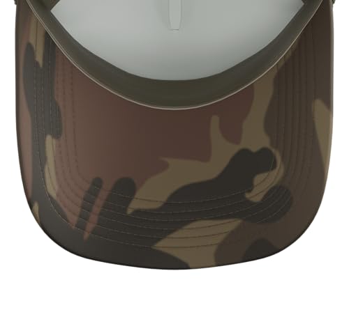 Dirt Bike Motocross Trucker Hat with Adjustable Mesh Back - color: Camo Green