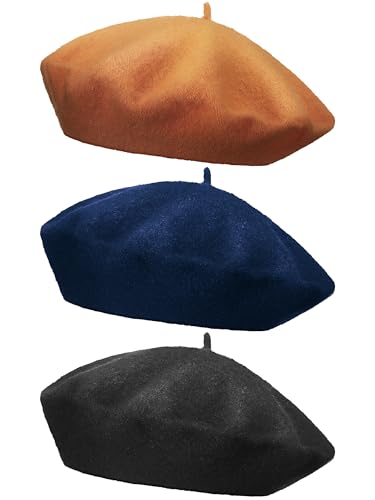 3/6 Pcs Beret Hats for Women - color: Ginger Color, size: Medium