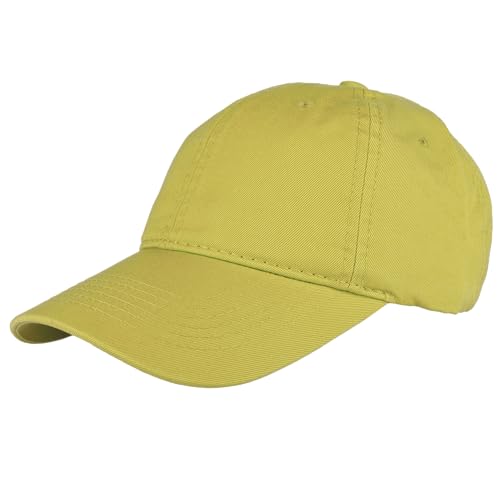 Gelante Cotton Twill Washed Unstructure Baseball Cap - Adjustable Blank Hat for Men Women - Wholesale Bulk Lot of 6 Pack - color: Solid Yellow