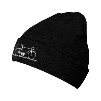Black Beanie Hat for Men Women Embroidered Knit Winter Beanies Cap - color: Cycling