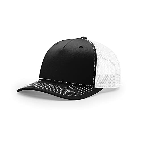 Richardson 112FP & 112PFP Classic Fit Five-Panel Snapback Trucker Cap |OSFM - color: Black/White