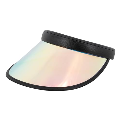 Giovacker Womens Mens PVC Clear Colorful Sun Visor Hats - color: Shiny Iridescence Black