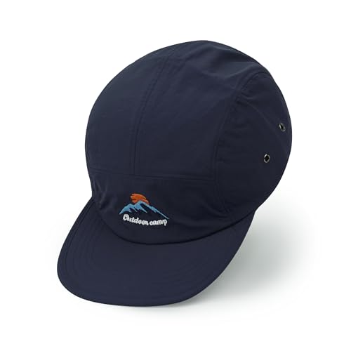 CLAPE Quick Dry 5 Panel Hat, Moisture-Wicking Water-Resistant Flat Brim Cap - color: Dfb3-navyblue