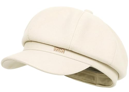 Women's French Octagonal Beret Newsboy Cap Outdoor Painter Hats - color: White Mm