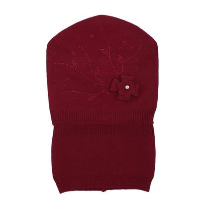 ZLYC Women Floral Slouchy Beanie Hat Double Layer Winter Knit Skull Cap - color: Floral Red
