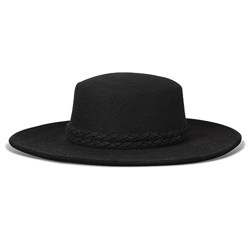Lucky Brand Womens Ranger Hat | Wide Brim | Felt | Rancher | Americana | Western Inspired | Classic | Fashion | Cowboy - color: Boater - Black