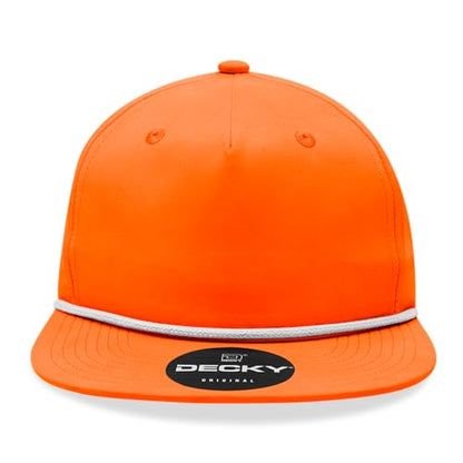 5 Panel High Profile Relaxed Cotton Blend Rope Hat - color: Orange