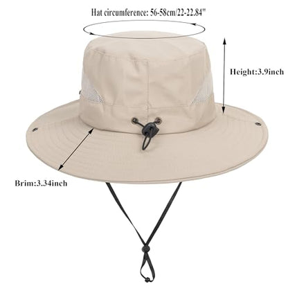 Sun Hat for Women Summer UV Protection Beach Hat with Ponytail Hole - color: Dark-beige(no Ponytail Hole)