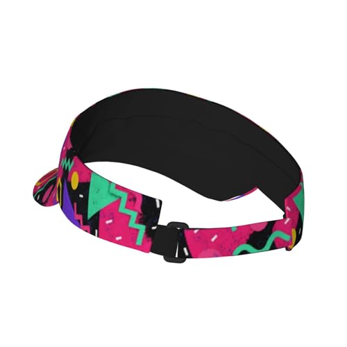 Sun Visor Hats Adjustable Open Top Sport Hat for Golf Women/Men - color: Geometric 80s90s