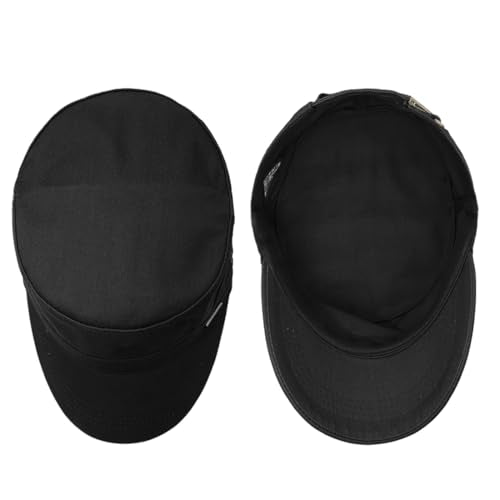 Men's Military Cadet Hat Flat Top Newsboy Cap - color: Black