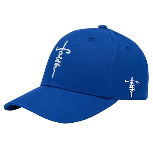 Christian Faith Cross Hats, Embroidered Baseball Caps for Men & Women - color: Blue