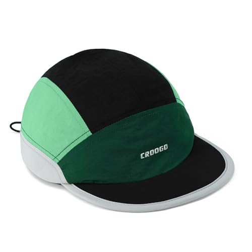 Clakllie Multicolor Short Brim Cap for Men Quick Dry 5 Panel Running Hat - color: Crsb09-black/Green