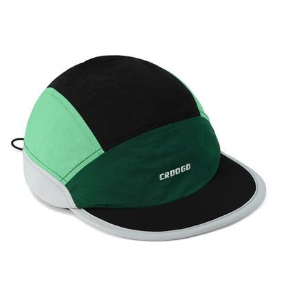 Clakllie Multicolor Short Brim Cap for Men Quick Dry 5 Panel Running Hat - color: Crsb09-black/Green