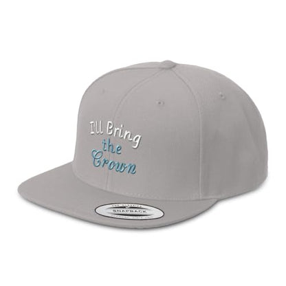 Speedy Pros Snapback Hats for Men & Women I'll Bring The Crown Acrylic Flat Bill Baseball Cap - color: Silver