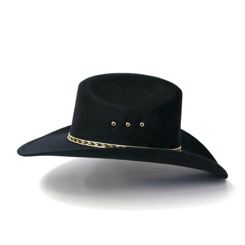 Western Express Felt Finish Cowboy Hat - Cattleman Style with Gold Hat Band | Cowboy & Cowgirl Hats for Men and Women - color: Black, size: 7 1/4