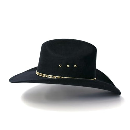 Western Express Felt Finish Cowboy Hat - Cattleman Style with Gold Hat Band | Cowboy & Cowgirl Hats for Men and Women - color: Black, size: 7 1/4