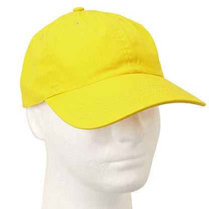 Falari Classic Baseball Cap Dad Hat 100% Cotton Soft Adjustable Size - color: Yellow