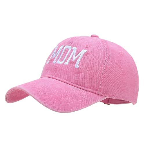 Mom and Dad Hats Fathers Day Mothers Day Embroidered Adjustable Baseball Cap New Parents Gift for Couples - color: Mom-pink