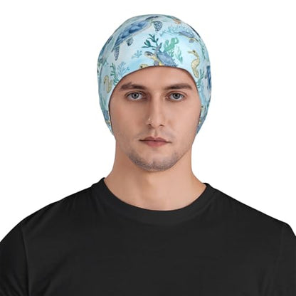 Beanie Hat for Men Women Slouchy Beanie Skull Sleep Cap Soft Lightweight Chemo Hat Stretch Cancer Headwear - color: Turtle