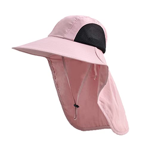 Sun Hat for Men Women with Neck Flap,UPF 50+ UV Protection Fishing Hat - color: 1pack-pink