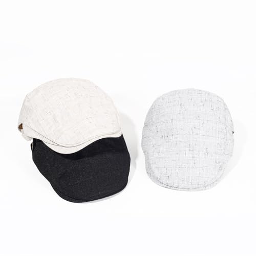 2Pcs Men's Newsboy Cap Cotton Flat Ivy Gatsby Driving Hat - color: Ym1-black+coffee