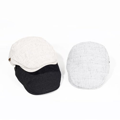 2Pcs Men's Newsboy Cap Cotton Flat Ivy Gatsby Driving Hat - color: Ym1-lightgrey+coffee