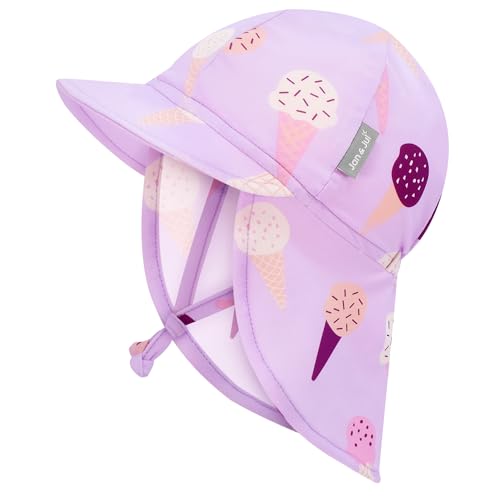 JAN & JUL Baby Sun-Hat with Neck Flap for Swimming - color: Lavender Ice Cream, size: 3-6 Months