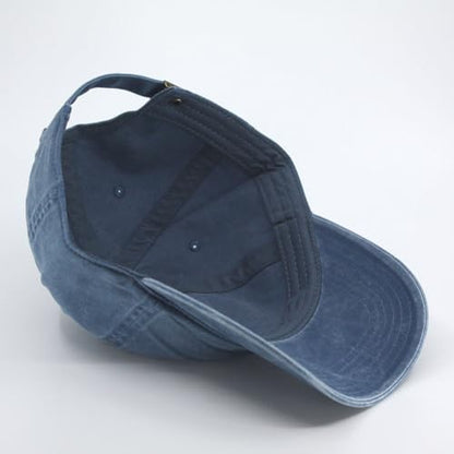 Classic Blank Dad Hat Cotton Adjustable Strap Baseball Cap - color: Navy Washed