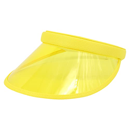 Surkat Women Sun Visors Hologram Wide Brim Thicker Sweatband UV Protective Sportswear Visors Sunhat - color: Transparent Yellow