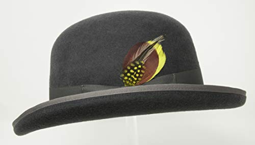 Premium Orwell - Bowler Derby Hat - 100% Wool Felt - color: Grey, size: 7 1/2-7 5/8