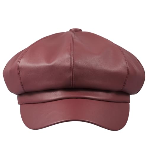 Sportmusies Polyester 8 Panels Newsboy Caps for Women - color: #02red