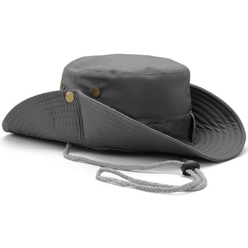 Sun Hats for Men Women, Fishing Hat UV Protection Wide Brim Bucket Hats Foldable Boonie Hat for Hiking Camping Safari - color: Grey