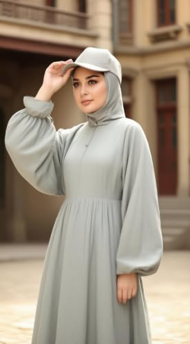 One-Piece Hijab Baseball Cap for Women Quick Dry Sun Hat Outdoor Headscarf - color: Grey