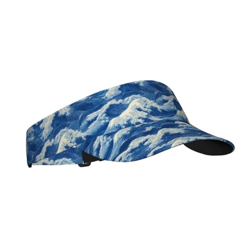 Sports Sun Visor Hat for Men Women, Adjustable Breathable Golf Tennis Cap - color: Japanese Waves