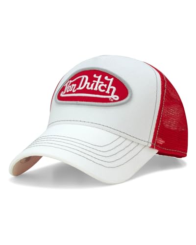 Von Dutch Unisex Trucker Hat, Colorblock, Mesh Back, Curved Bill, Snapback - color: Gym Red