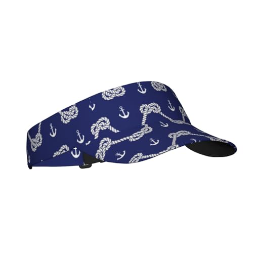 Nautical Anchor Visor Caps for Women Men Summer Sun Visor Hat with Sweatband for Running Outdoor Beach - color: Nautical Anchor-a1126