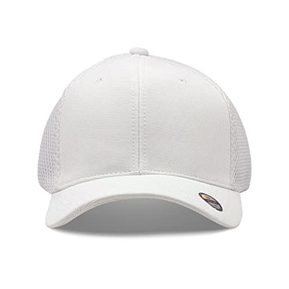 [2 Pack] Hybrid Stretch-Fitted Trucker Cap, Baseball Cap with Air Mesh - color: 2pk White (Air Mesh), size: Large-X-Large