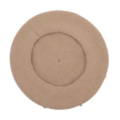 ZLYC Women French Beret Hat Winter Knitted Stretchable Beret Artist Cap - color: Pearls Camel