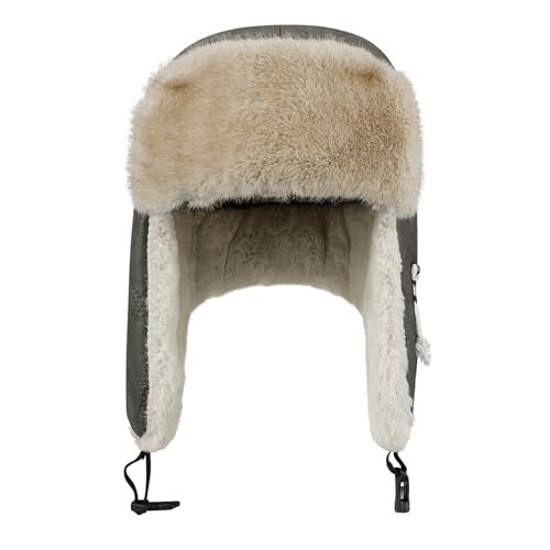Croogo Trapper Hat Winter Hats for Men Trooper Russian Warm Hat with Ear Flaps Women Ushanka Fur Hat Windproof Ski Hat - color: Dpl10-urban Gray