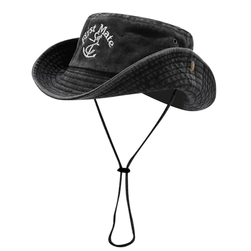 Sun Bucket Hat for Men Women Fishing Beach Safari Trendy Cotton Cowboy Cap for Golf Hiking Hunting Outdoor Boonie - color: Mate Anchor