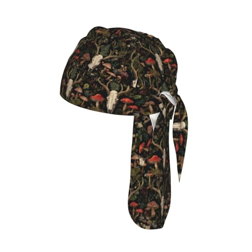 Adjustable Cycling Cap, Quick Dry Sports Bandana Skull Cap Helmet Liner - color: Deer Skulls Mushroom