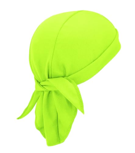 Sweat Wicking Do Rags Skull Caps, Cooling Hip Hop Hat, Beanie Durag Motorcycle Head Wrap Doo Rag Liner for Men Women - color: Neon Yellow